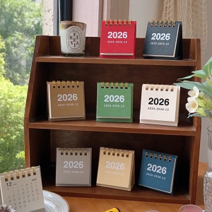 Portable Simplified Mini Calendar 2026 Unprinted 180° Page Flip Desktop Ornament Check-in Plan Style Calendar