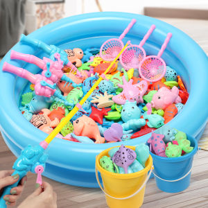 EmmAmy® Kids Fishing Game Toys Set Magnetic Children Play Water Fish Toy Gift Suit
