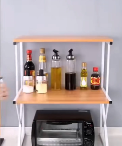 Multifunctional kitchen storage rack with strong load bearing capacity microwave oven rack saves space