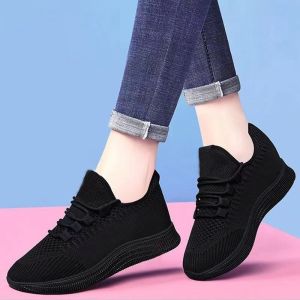 JIFANPAUL | Anti-Slip Soft Sole Running Shoes for Women Black Spring Autumn Cloth Shoes