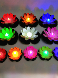 Colorful Lotus Flower Lamp Water Pool Landscape Decoration Electronic Candle Style Festival Decorations Dual Land And Water Use