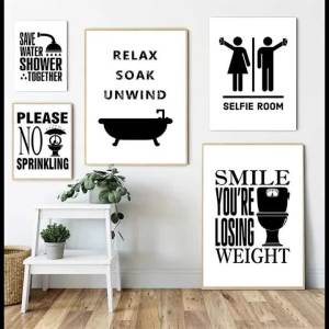 BILIBILI | Phong Cách Hiện Đại Nhà Vệ Sinh Hài Hước Nghệ Thuật Treo Tường In Canvas - Vui Nhộn Quy Tắc Phòng Tắm Ký Hiệu Trang Trí Nhà Không Đóng Khung Chủ Đề Hoạt Hình