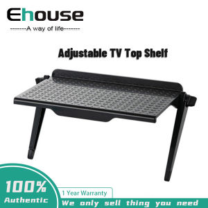 EHOUSE Adjustable Multi-functional TV Top Shelf Universal Organizer for Living Room High Capacity Storage Rack with Foldable Design Mobile Phone Holder TV Box/Router Bracket