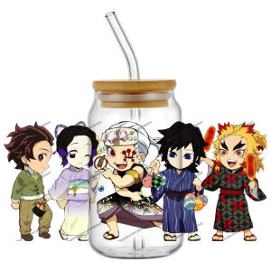 ยอดนิยมน่ารัก Demon Slayer Kawaii อะนิเมะ 16oz UV DTF 3D สติกเกอร์การ์ตูนมังงะ Decals ถ้วยแก้ว UVDTF Craft DIY คุณภาพสูงของขวัญ