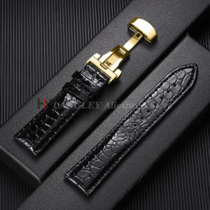 12/14/16/18/19/20/22mm Crocodile Pattern Design Leather Watchbands Automatic Buckle Men Women Business Watch Band Watch Straps