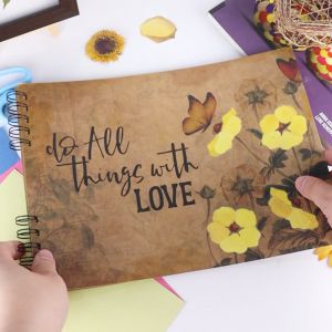Scrapbook Kraft with Real Pressed Flower Artwork with Punch Paper - YOU ARE BEAUTIFUL(20 Leaves) A4 Size.