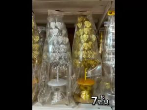 โพธิ์เงิน - โพธิ์ทอง กะไหล่ 7 ชั้น ตั้งศาล เครื่องตั้งศาล ศาลพระภูมิ ศาลเจ้าที่ ใช้สำหรับประดับโต๊ะหมู่บูชา หิ้งพระ เพื่อความเป็นสิริมงคล เจริญรุ่งเรือง