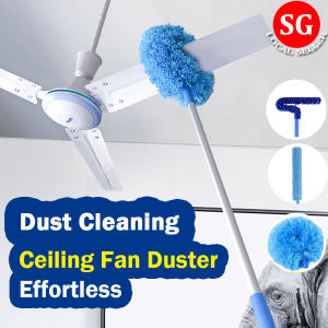 🇸🇬【SG stock】Fan cleaning duster fan cleaner Ceiling Fan Duster Absorb Dust Save Strength Adjustable Telescopic Removable Washable Super Cilia ceilling fan cleaning tools Aluminum Alloy Splicing Type Ring Sweeper Ceiling Fan Duster Cleaning Tools