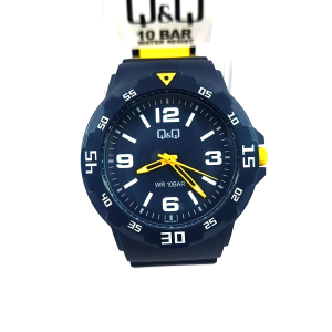 Q&Q V02A-016VY* Navy Blue & Yellow Sport Resin Watch