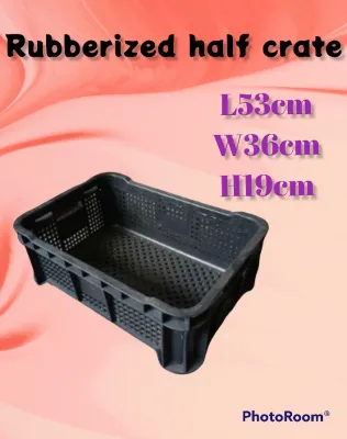 Rubberized Half Crates 3j brand 53x36x19 cm small crates color black heavy duty half crates