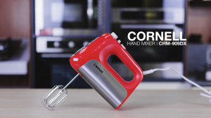 Cornell Hand Mixer CHM-909DX - Red and white design - Stepless speeds + turbo - With eject button - Noise level 80dB - 1-year warranty