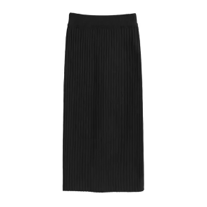 กระโปรงยาวถึงเข่าทรงเอถักสีดำเอวสูงทรงเข้ารูปแฟชั่นสำหรับผู้หญิง กระโปรงทรงเอทรงเข้ารูป กระโปรงทรงเอ กระโปรงทรงเอ