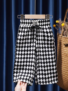 Girls Summer Mosquito-Resistant Thin Cotton Lantern Pants Childrens Outerwear Fresh Style mid Waist Elastic Band Casual Trousers