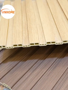 REAIM Wood Wall Panel WPC Fluted Panel Waterproof Grille Design Self Adhesive Wallpaper Sticker for TV Background Bedroom Office