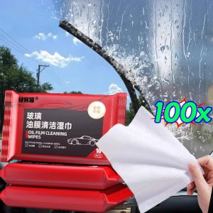 Pphha】ผ้าเช็ดทำความสะอาดกระจกรถยนต์กระจกหน้า100ชิ้นที่ล้างฟิล์มน้ำมันผ้าเช็ดตัวเปียกขจัดคราบไขมันอัตโนมัติอุปกรณ์ทำความสะอาดปรับปรุงหนัง