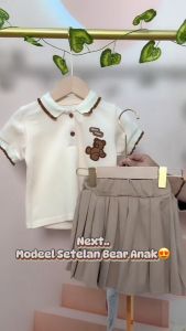 Setelan Dan Dress Anak Perempuan Motif Bear Coklat Fashion Import
