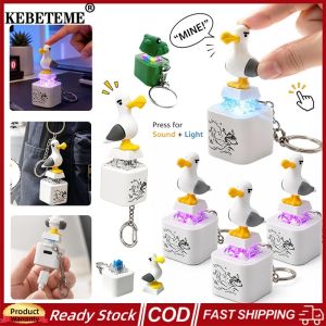 KEBETEME Funny Croaking Seagull Pop Fidget Keychain Toy with Colorful LED Light Mini Squeeze Stress Relief Pop Up Bird Toy Portable Bag Pendant Gift for Kids Adults