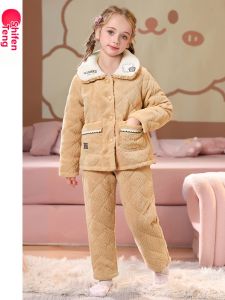 FENTENG | Anti-static Thick Coral Fleece Pajama Set for Girls