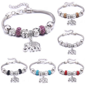 New Charm Bracelet & Bangles Jewelry white butterfly Crown Beads Bracelets Brands Bracelets Fit  Girl Friendship Gift