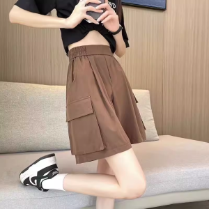 High Waist Loose Wide Leg Ice Silk Quick Dry Thin Five Workwear Pants Summer 2024 Womens Casual Trousers Sporty Style