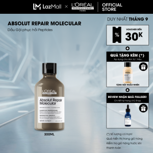 Dầu Gội phục hồi Peptides chuyên nghiệp cho tóc hư tổn LOréal Professionnel Absolut Repair Molecular 300ml