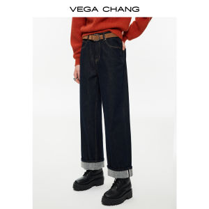 VEGA CHANG | Quần Jeans Đùi Rộng Màu Sắc Nguyên Bản