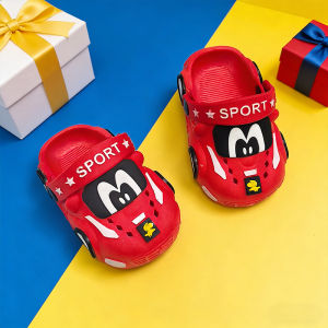 Cute Boys 3D Racing Car Clogs Non-Slip Quick-Dry Breathable Summer Slippers for Toddler Boys Indoor Outdoor Beach Play