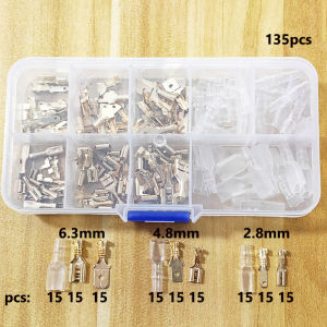 Cold Pressed Wiring Terminal Connector Kit - 2.8/4.8/6.3mm Plug-In Crimping Terminals 120/135 Piece Box Set for Common Wiring