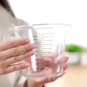 300/600ml Clear Measuring Cup Thickened Measuring Beaker Metric and Imperial Units V-Shaped Spout Durable Plastic Measuring Cup with Handle