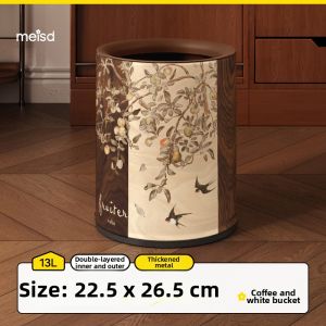 MEISD | Retro and Luxury Trash Can High-end Open Top Wood Texture