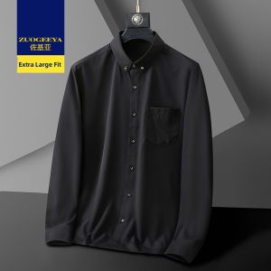 Zuogeeya | Business Long Sleeve Shirt for Plus Size Men Spring Autumn Thin Style Casual Solid Color Shirt