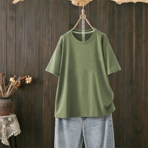 Loose Fit Cotton round Neck Short Sleeve T-Shirt Casual Comfortable Breathable Summer New Style Slimming Effect Vintage Top