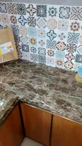 Wallpaper Stiker Dinding Motif Marmer Bahan PVC UK 60 X 100 CM Waterpoof Tahan Api & Mudah Dibersihkan