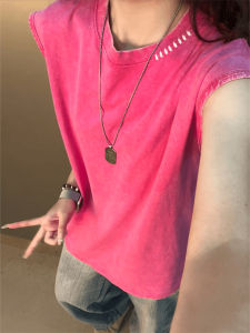 LIUBU | Rustic Red Washed Tank Top Summer Sports Wear