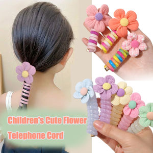 New Korean Children Cute Flower Hair Ties Elastic Telephone Line Hair Ring Bow Flower Hair Rope Women Hair Accessories