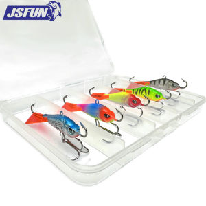 Ice Fishing Jig Lures Set - 2 Sizes (5.5cm/7g & 6.5cm/15g) 5 Colors Each with Plastic Storage Box Lifelike Fishing Baits with Sh
