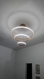 LED Chandelier Tri Color Mordern Luxury Round Pendant Hanging Light Creativity 3 Ring Can DIY Adjust Drop Ceiling Lights for Living Dining Room Office Loft Bedroom Clothing Store Decorative Lighting