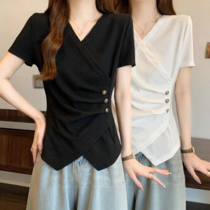 Lieoyuarn | Design Short Crop Tee Shirt Slimming Women