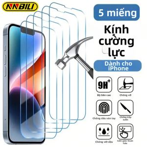 NNBILI 5 Miếng Dán Bảo Vệ Màn Hình Kính Cường Lực Trong Suốt HD Cho iPhone 17/16/15/14/13/12/11 Pro Max Tương Thích Với iPhone 13 Mini XS XR Series Chống Trầy Xước Chống Vân Tay