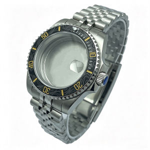 40mm NH35 Sliver Watch Case with Sapphire Crystal 120 Click Compatible with NH34/NH35/NH36 Movements 28.5mm Dial Jubilee Strap