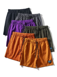 Quick Dry Outdoor Sports Mens Shorts Summer Thin Five-Quarter Casual Loose Fit American Casual Style Polyester Fiber Shorts