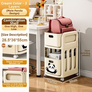 Mobile Multi-Layer Book and Bag Storage Rack