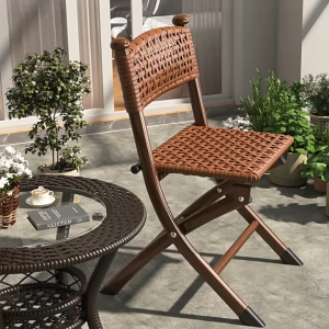Wicker Rattan Folding Backrest Chair Water Proof Outdoor Garden Breathable Comfortable Chairs