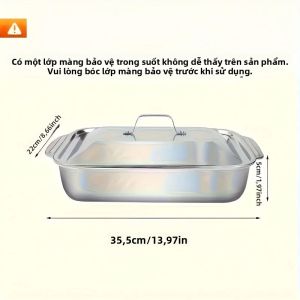 Khay Nướng Bánh Bằng Thép Không Gỉ Cao Cấp Có Nắp Chống Dính Dùng Được Cho Lò Nướng Bếp Vỉ Nướng Đồ Dùng Nhà Bếp Thân Thiện Với Môi Trường