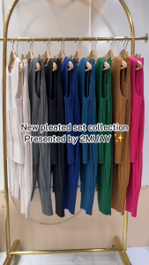 ยาว 35 นิ้ว 2MUAY รุ่น GA8746 กางเกงพลีทคุณภาพ THICK FUFFY PLEATED PANTS 8 สี FREE SIZE