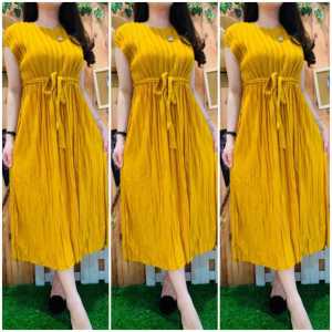 Citayam Fashion Dress wanita terbaru 2022 kekinian Midi dress plisket premium Bahan halus dan lembut Bisa bayar ditempat
