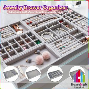 Homehub Stackable Jewelry Drawer Organizer Velvet Trays Showcase Holder Storage for Necklace Ring Earring