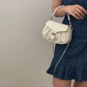 Tas Selempang Kulit Wanita & Tas Cewek Bahu Pearl Mini Slingbag LJ235 - White
