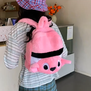 Balo lông mầm non Stitch sọc đen dành cho bé