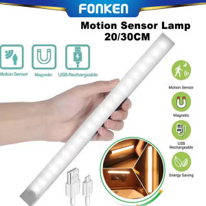 Fonken Rechargeable Motion Sensor LED Light Magnetic Induction Night Light Portable Lamp for Kitchen Cabinet Bedside Bathroom